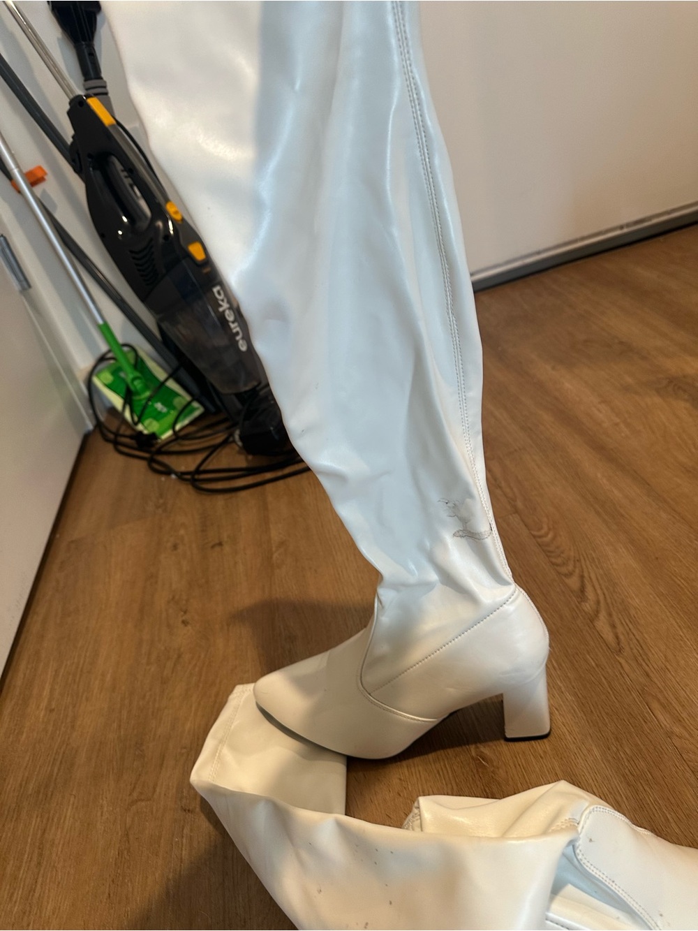Princess Polly White Over-the-Knee Block Heel Boots